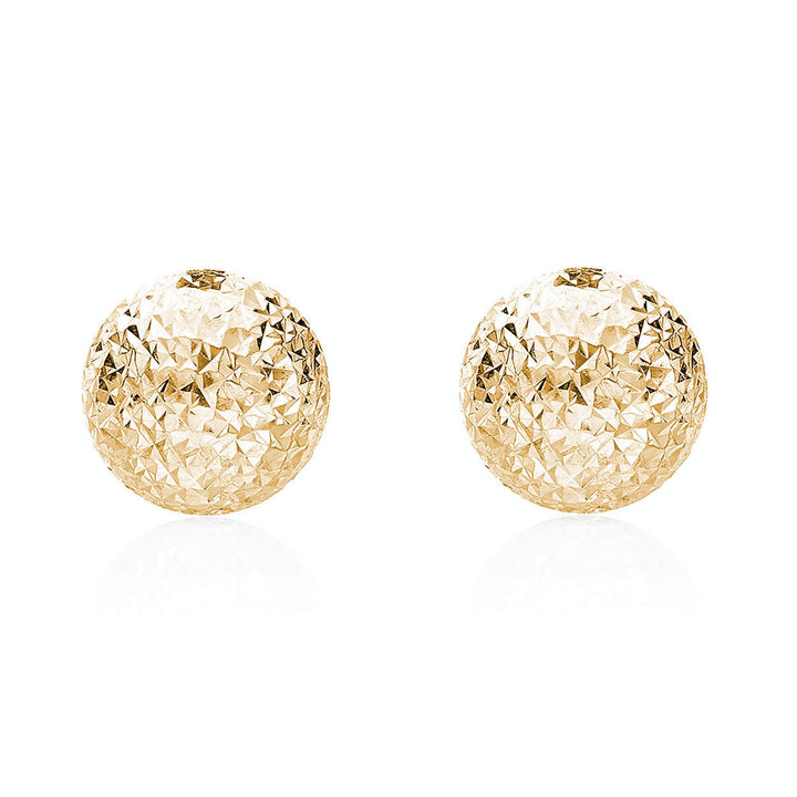 9ct Gold Diamond Cut Ball Stud Earrings 8mm