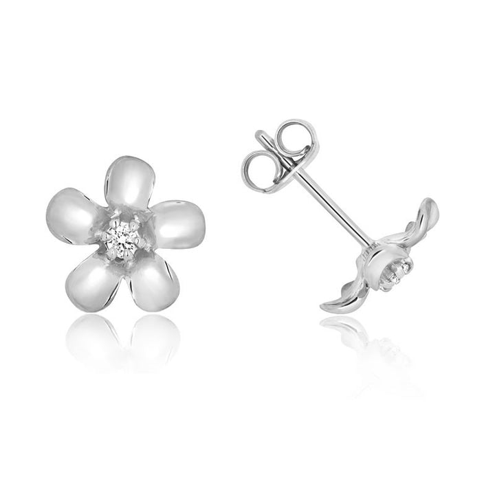 9ct White Gold Diamond Daisy Stud Earrings