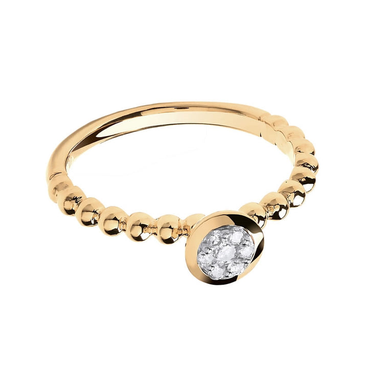 9ct Gold Beaded Diamond Ring