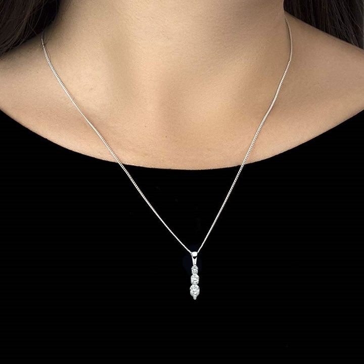 9ct White Gold 0.31ct Diamond Trilogy Pendant