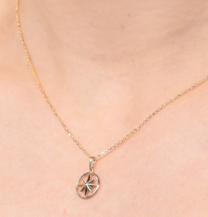 9ct Gold Guiding Star Compass Pendant