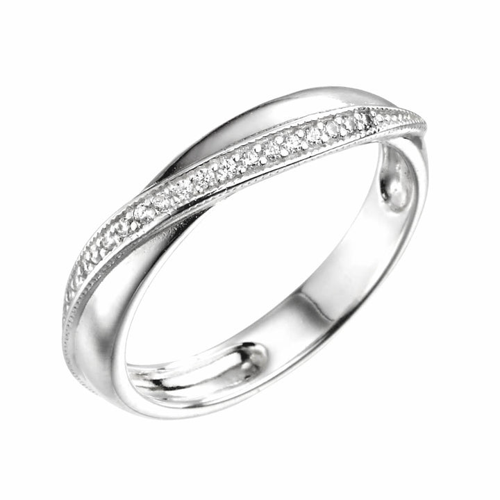 Silver Cubic Zirconia Crossover Ring
