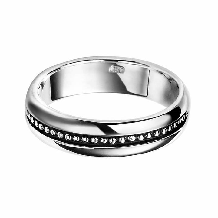 Men's Sterling Silver Oxidized Stud Detail Ring