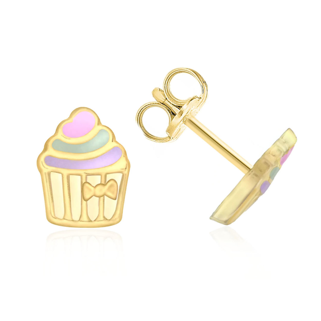 Children's 9ct Gold Cupcake Stud Earrings