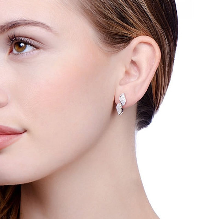 Sterling Silver Cubic Zirconia Twist Drop Earrings