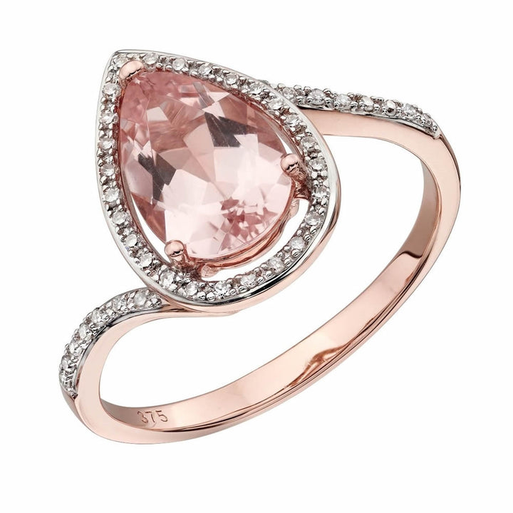 9ct Rose Gold Morganite & Diamond Ring