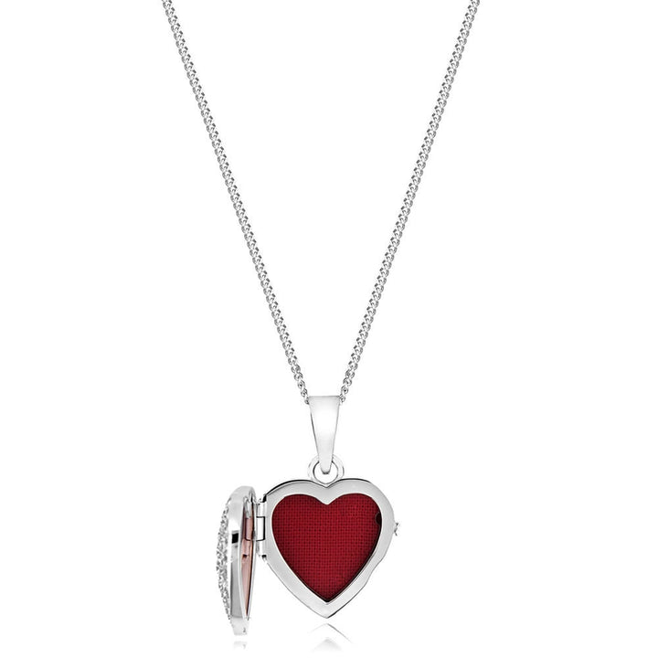 9ct White Gold Heart Hammered Locket
