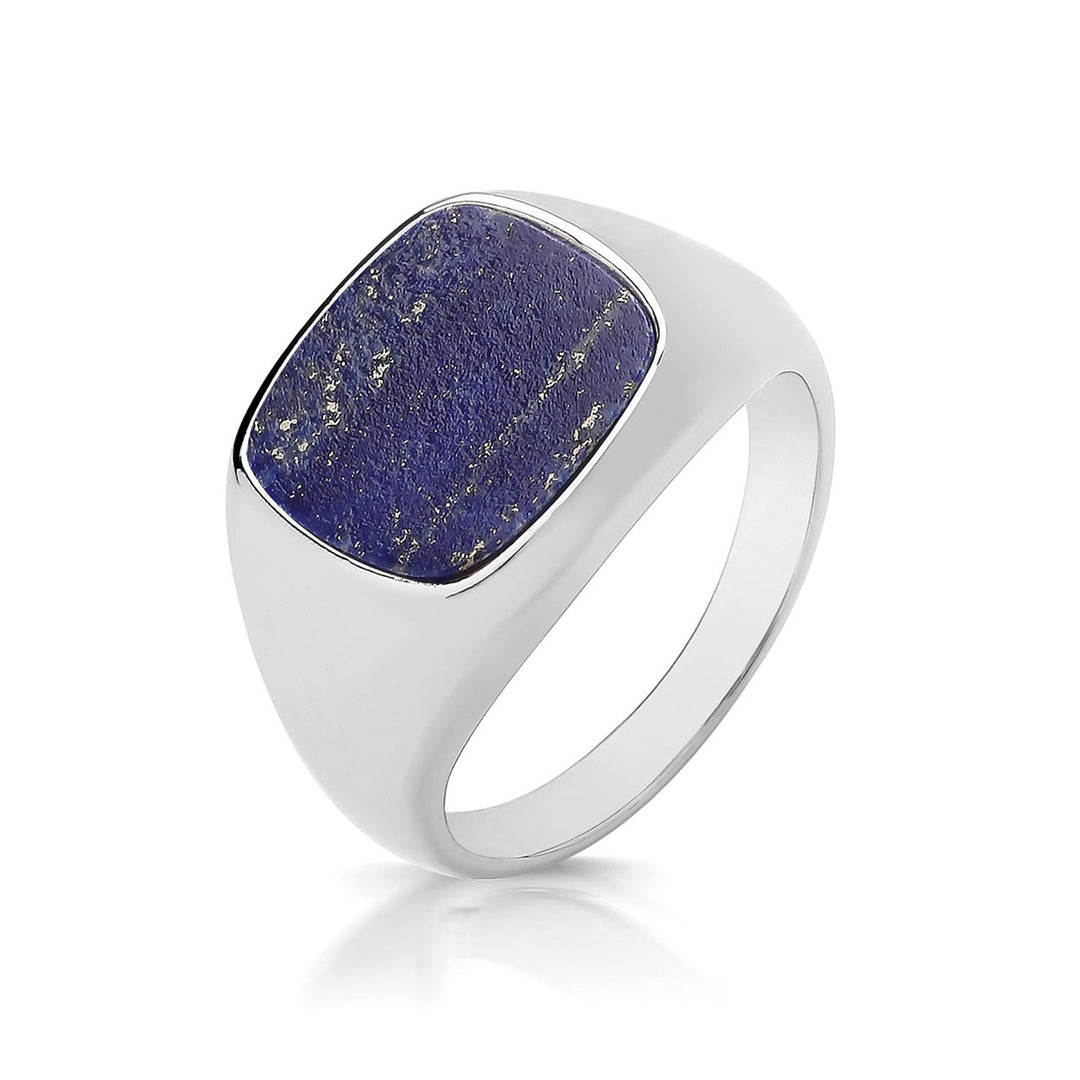 Men's Silver Lapis Lazuli Oval Signet Ring