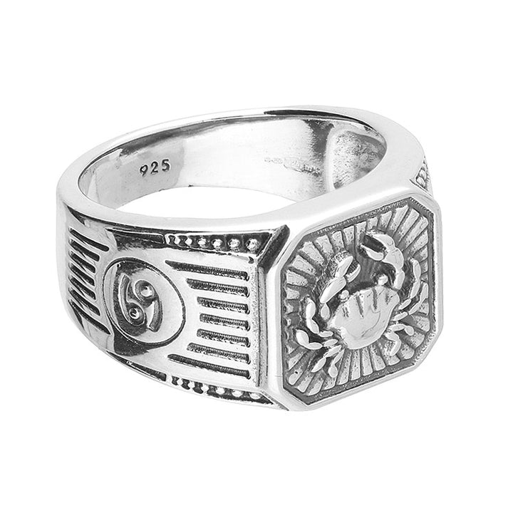 Men's Sterling Silver Cancer Signet Ring
