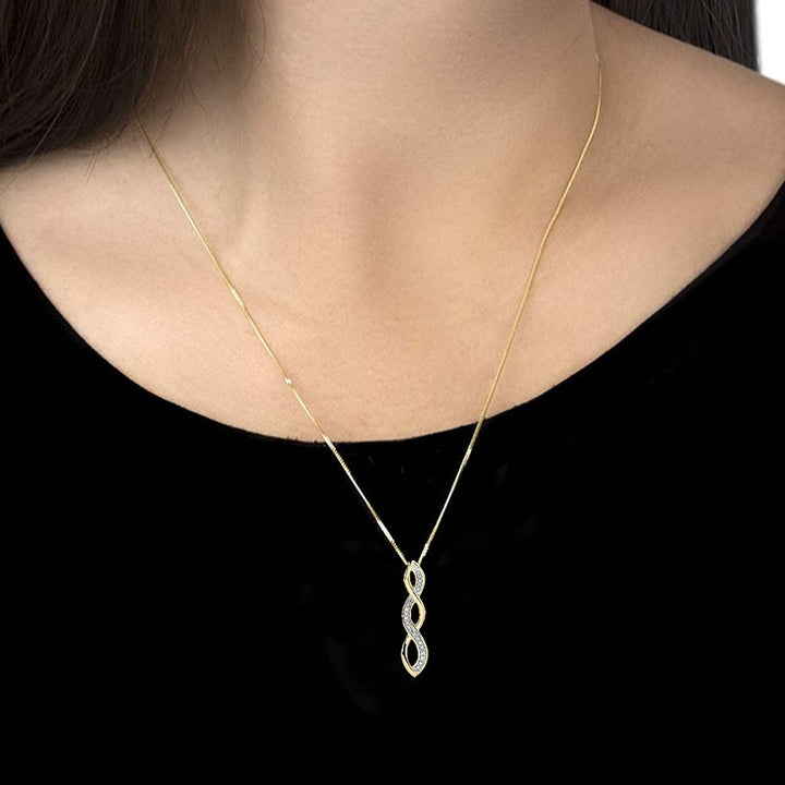 9ct Gold Diamond Twist Drop Pendant