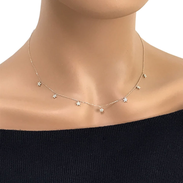 9ct White Gold Diamond Flower Necklace