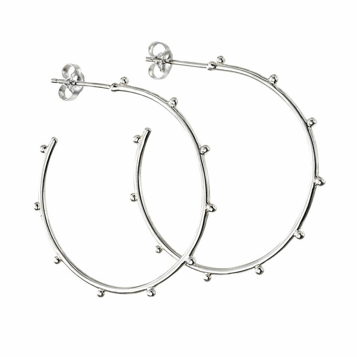 Sterling Silver Studded 3/4 Hoop Earrings