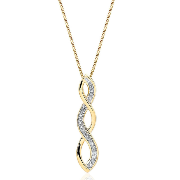 9ct Gold Diamond Twist Drop Pendant