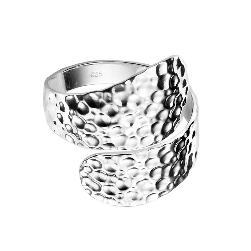Sterling Silver Hammered Wrap Around Ring