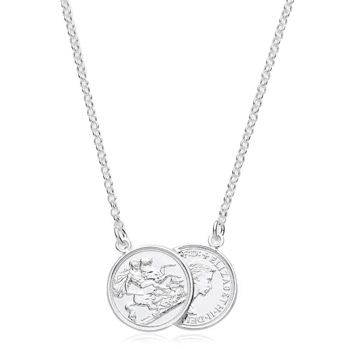 Sterling Silver Double Coin Necklace