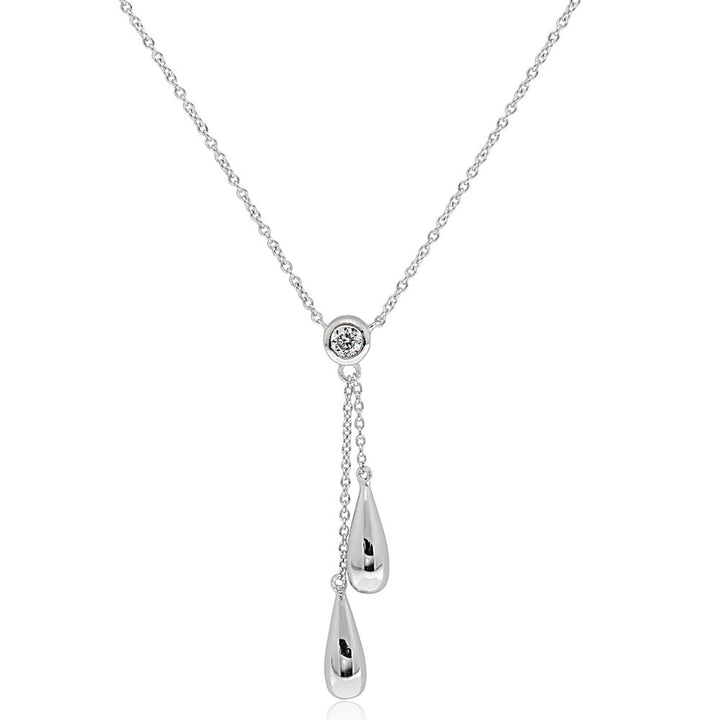 Sterling Silver Teardrop Cubic Zirconia Necklace