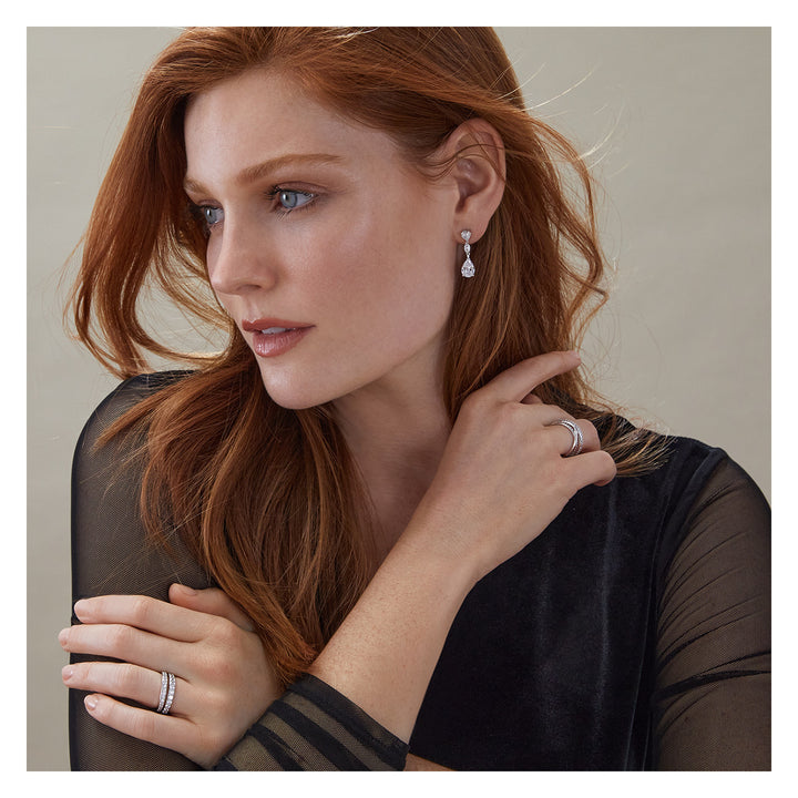 Luminous Silver Heart Teardrop Earrings