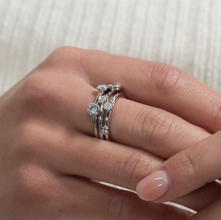 Sterling Silver Orbit Stacking Ring Set