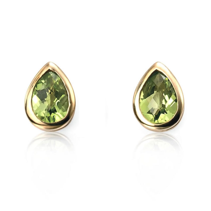 9ct Gold Peridot Teardrop Stud Earrings