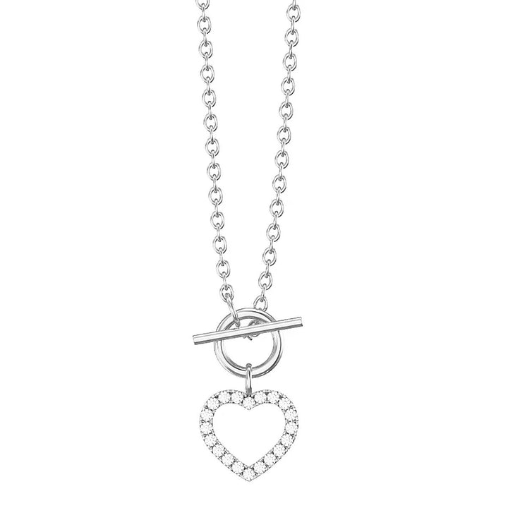 Silver Heart & T-Bar Necklace