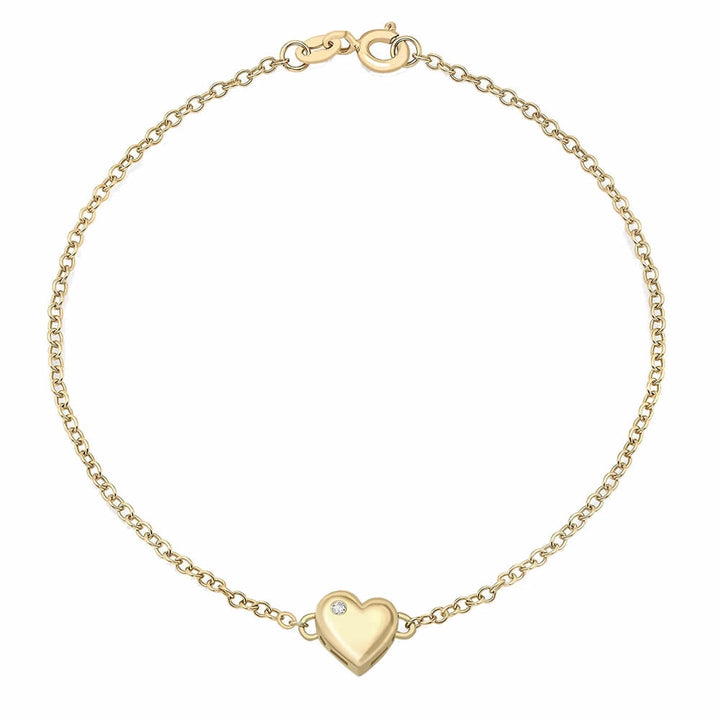 9ct Gold Diamond Heart Motif Bracelet