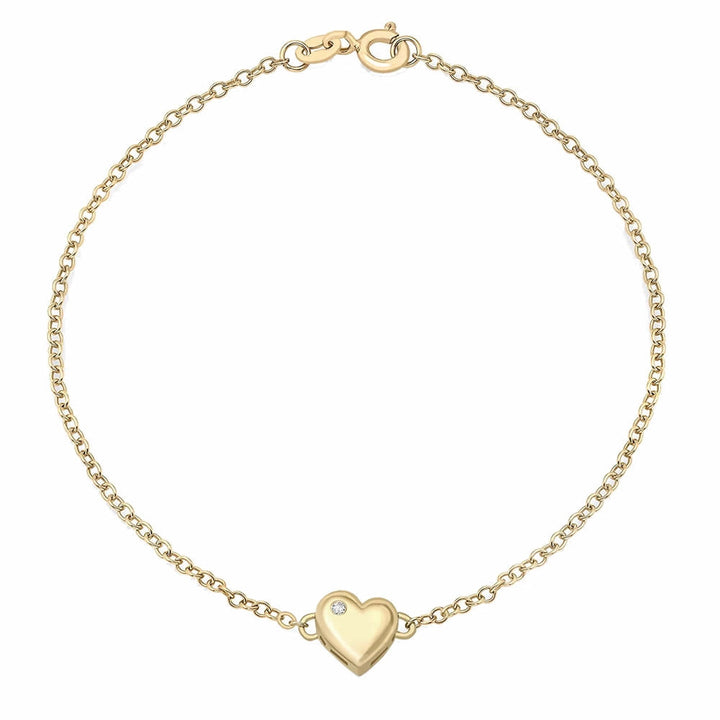 9ct Gold Diamond Heart Motif Bracelet