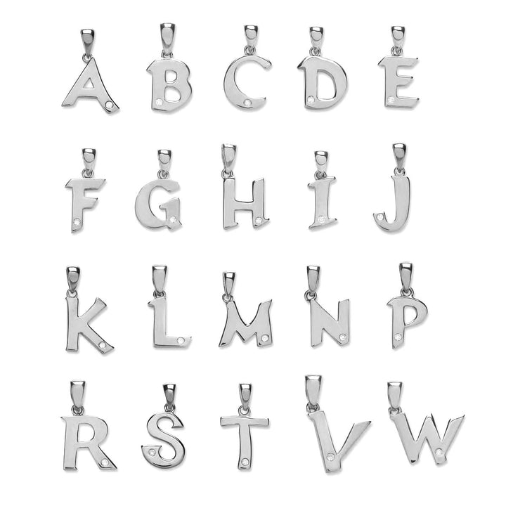 9ct White Gold Diamond Initial Pendant