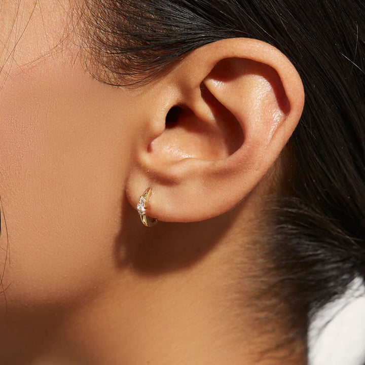 9ct Gold Small Trilogy Huggie Hoop Earrings