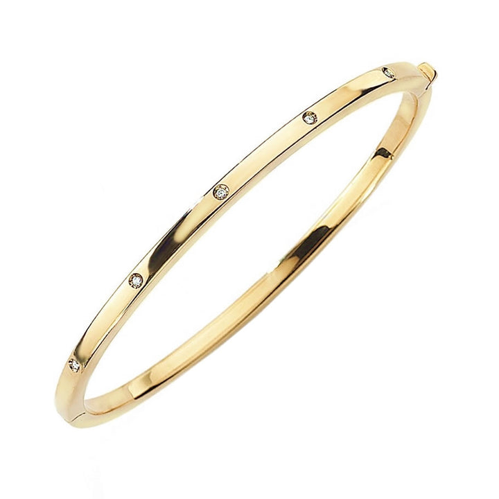 9ct Gold Hinged Oval Diamond Bangle