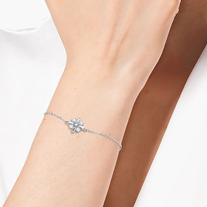 Silver Baguette Cubic Zirconia Iris Bracelet