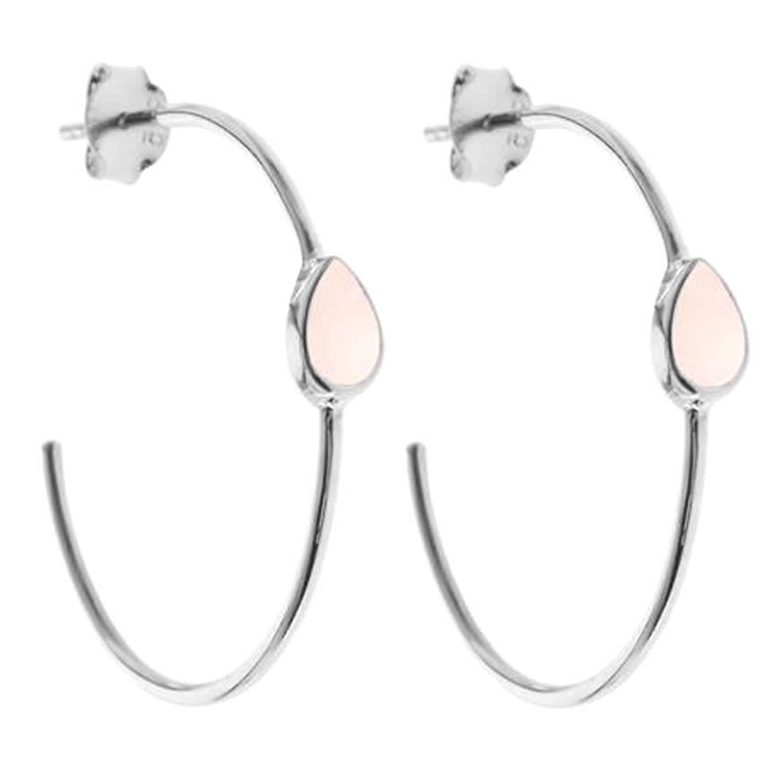 Sterling Silver Rose Quartz Hoop Earrings
