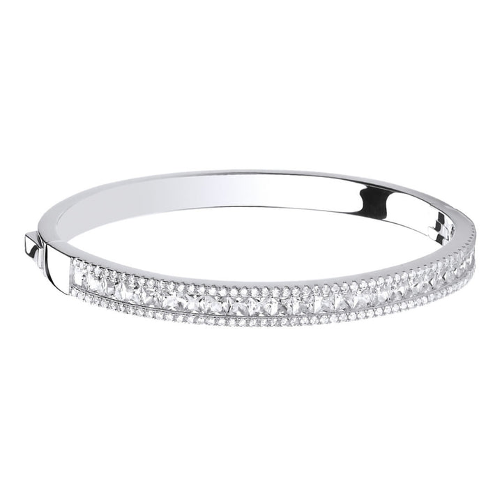 Silver Princess-Cut Cubic Zirconia Bangle