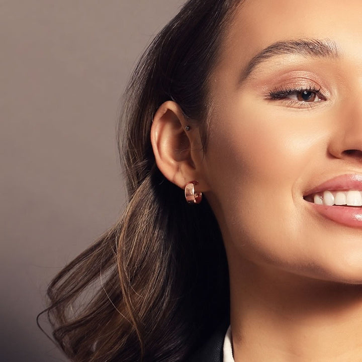 9ct Rose Gold Small Thick Hoop Earrings