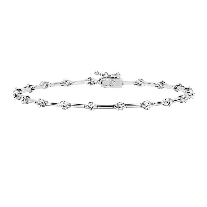 Luminous Silver Bar & Cubic Zirconia Bracelet