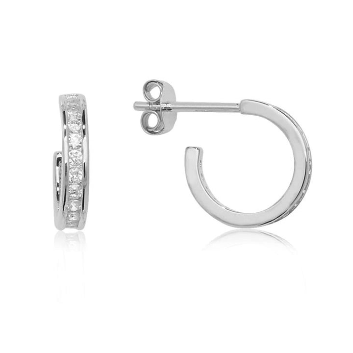 Sterling Silver Small Cubic Zirconia Hoop Earrings