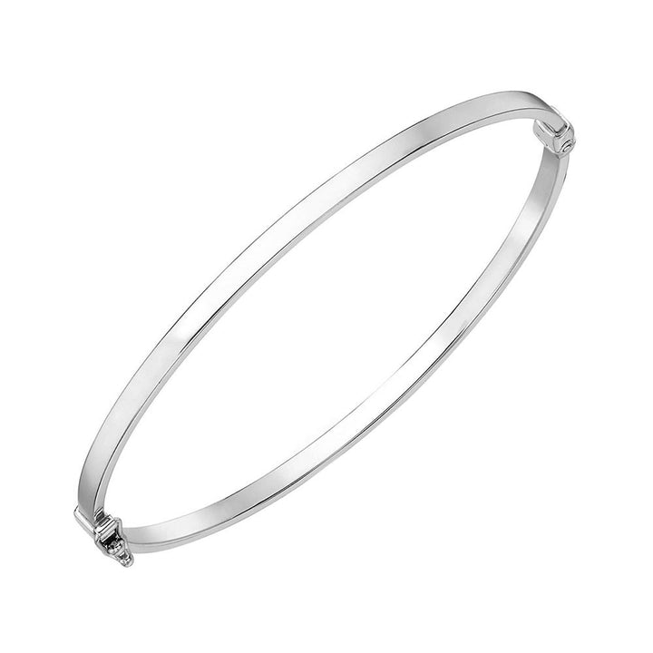 9ct White Gold Plain Oval Hinged Bangle