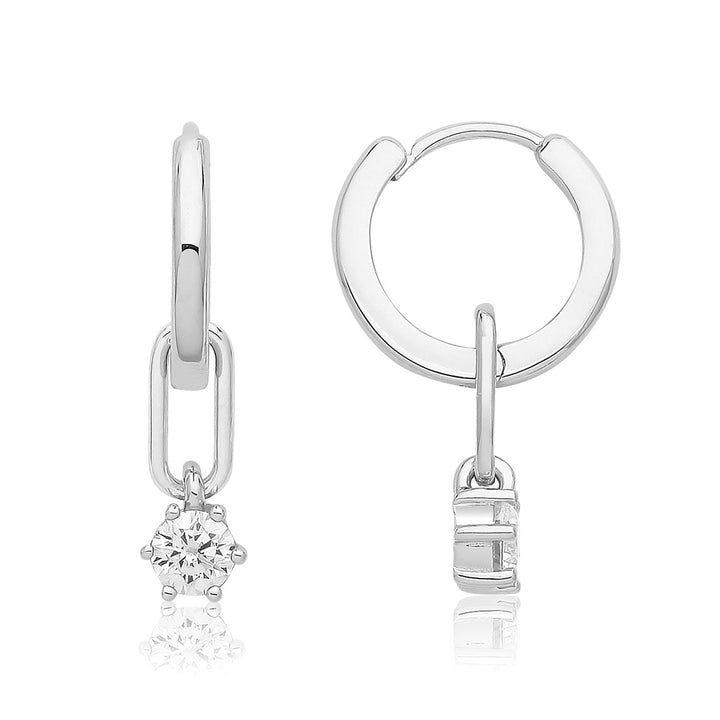 Sterling Silver Oval Chain Link Hoop Earrings