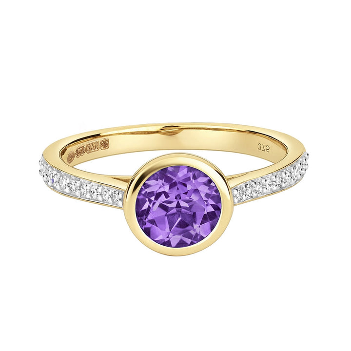 9ct Gold Amethyst & Diamond Ring