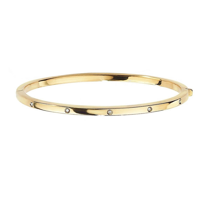 9ct Gold Hinged Oval Diamond Bangle