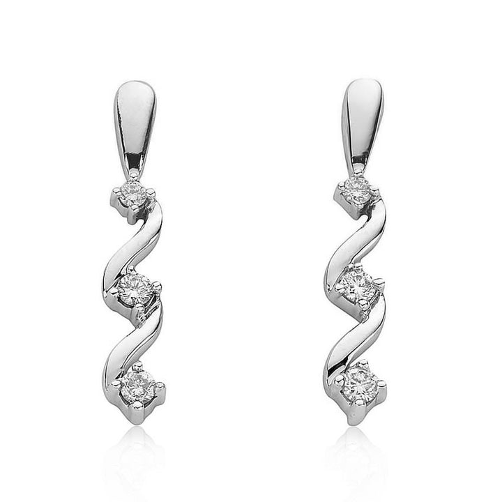 9ct White Gold 0.25ct Diamond Trilogy Drop Earrings