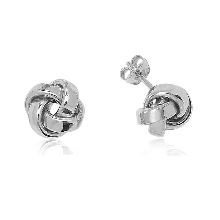 9ct White Gold Knot Stud Earrings