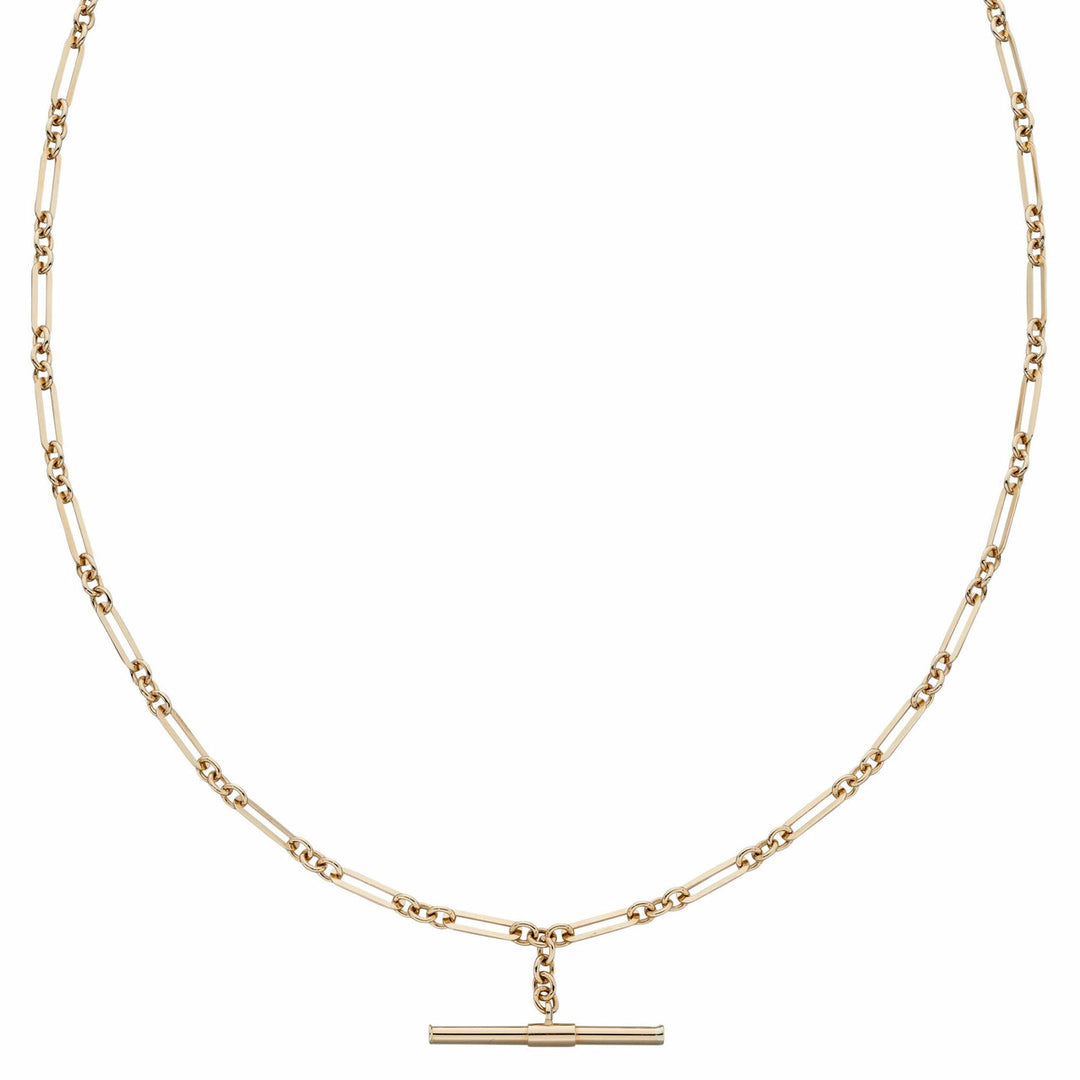9ct Gold Oval Link T-Bar Chain Necklace