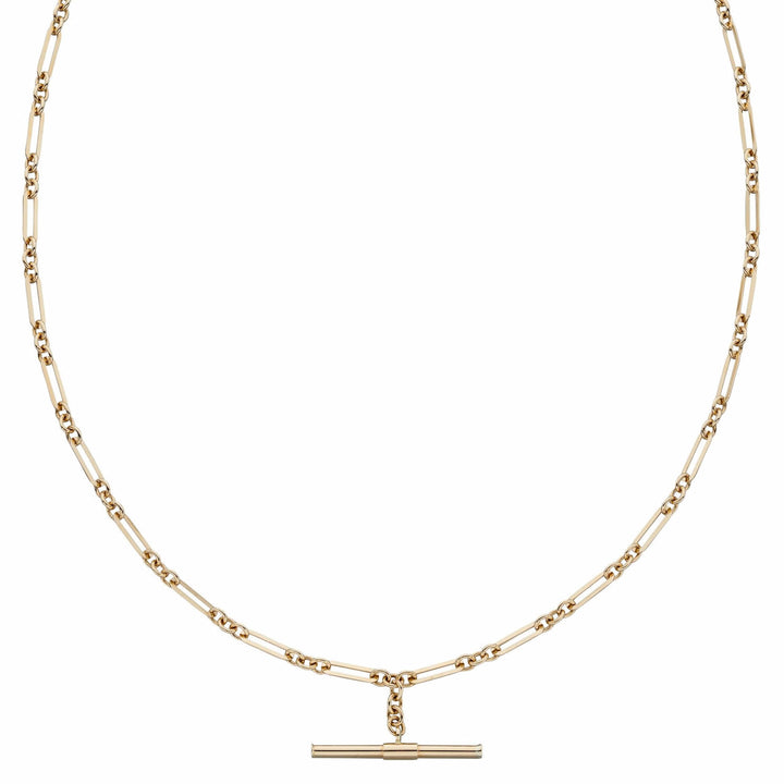 9ct Gold Oval Link T-Bar Chain Necklace
