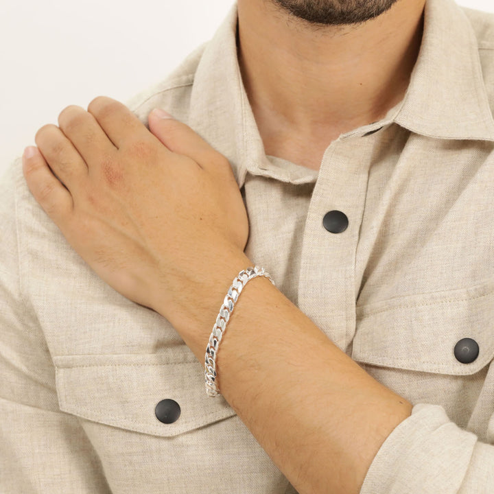Men's Solid Silver Square Curb Bracelet 1oz