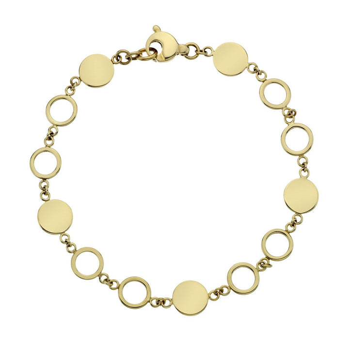 9ct Yellow Gold Circle & Solid Disc Bracelet