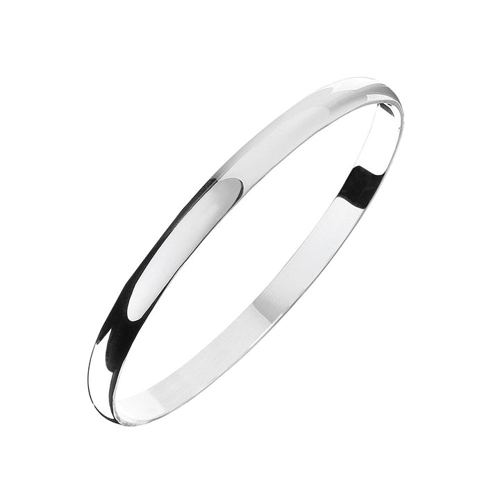 Sterling Silver Solid Round Bangle 6mm