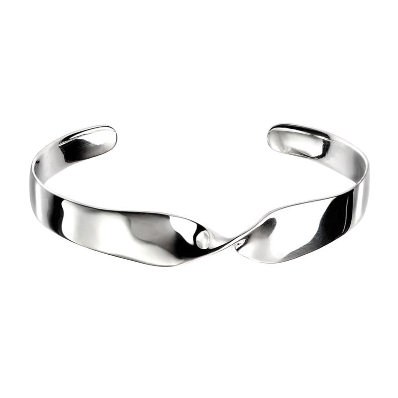 Sterling Silver Solid Ribbon Twist Bangle