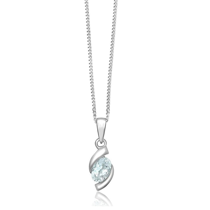 9ct White Gold Aquamarine Pendant