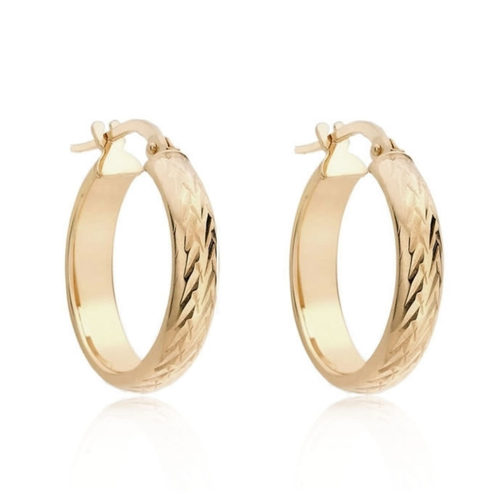 9ct Gold Diamond Cut Hoop Earrings
