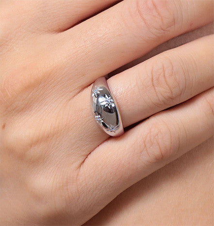 Sterling Silver Sparkling Star Dome Ring